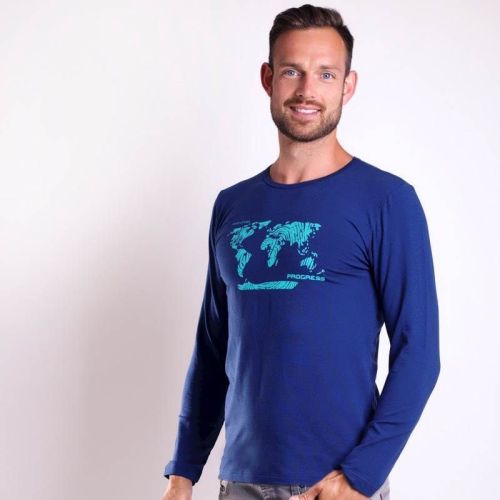 VANDAL "SVĚT" pánské triko s dlouhým rukávem s bambusem - XXL-tm.modrá