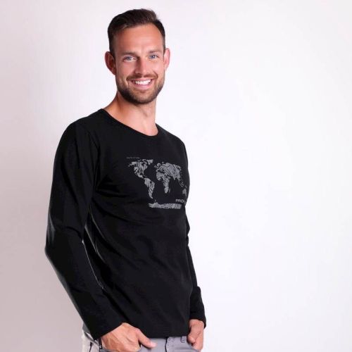 VANDAL "SVĚT" pánské triko s dlouhým rukávem s bambusem - XL-černá