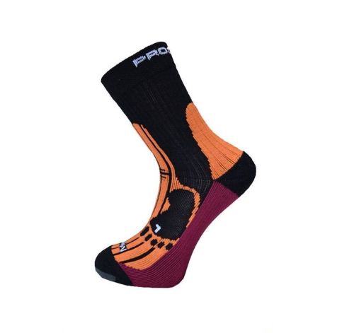 MERINO turistické ponožky - 6-8-černá/meruňka/švestka