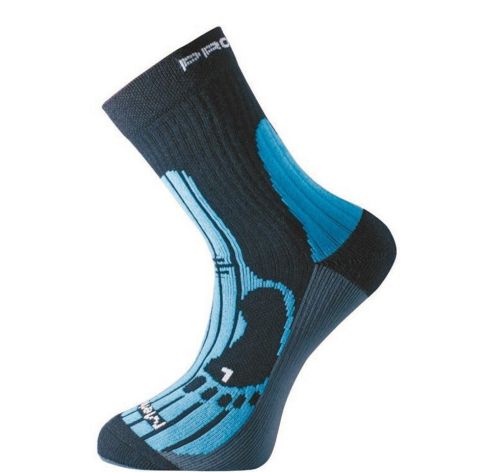 MERINO turistické ponožky - 6-8-černá/modrá/šedá