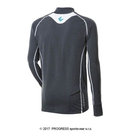 FALCON pánský sportovní pulovr se zipem - M-tm.šedý melír/tyrkysová
